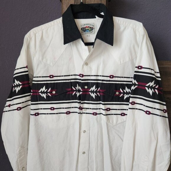 Cumberland Outfitters‎ Men's L Western Shirt Pearl Snap Aztec Long Sleeve Shirt - Picture 15 of 15